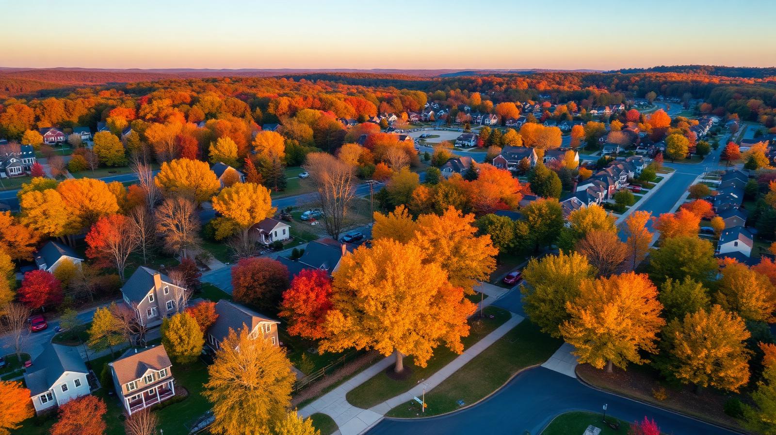 Aerial view of suburban Pennsylvania served by RNA Courier